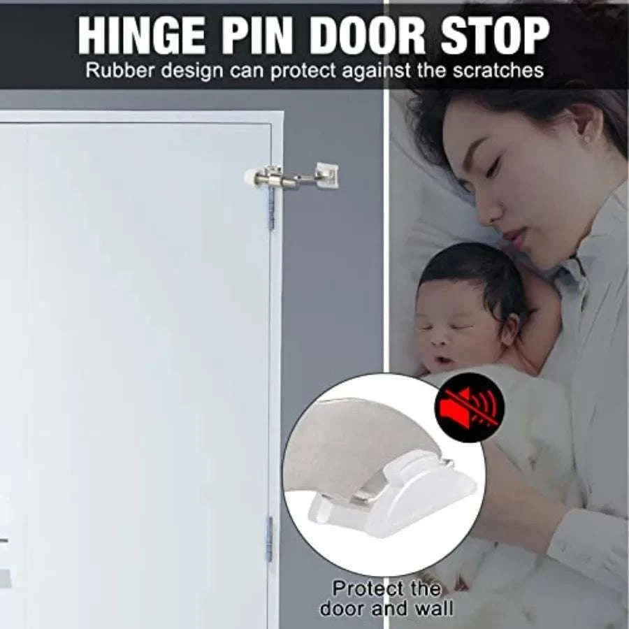 48-Pack Adjustable Hinge Pin Door Stops with Rubber Tips-United States / Black