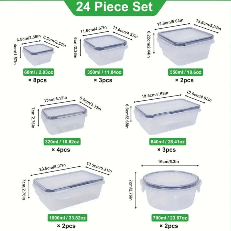 48-Piece Airtight Food Storage Container Set with Labels-United States / 48Pcs-B