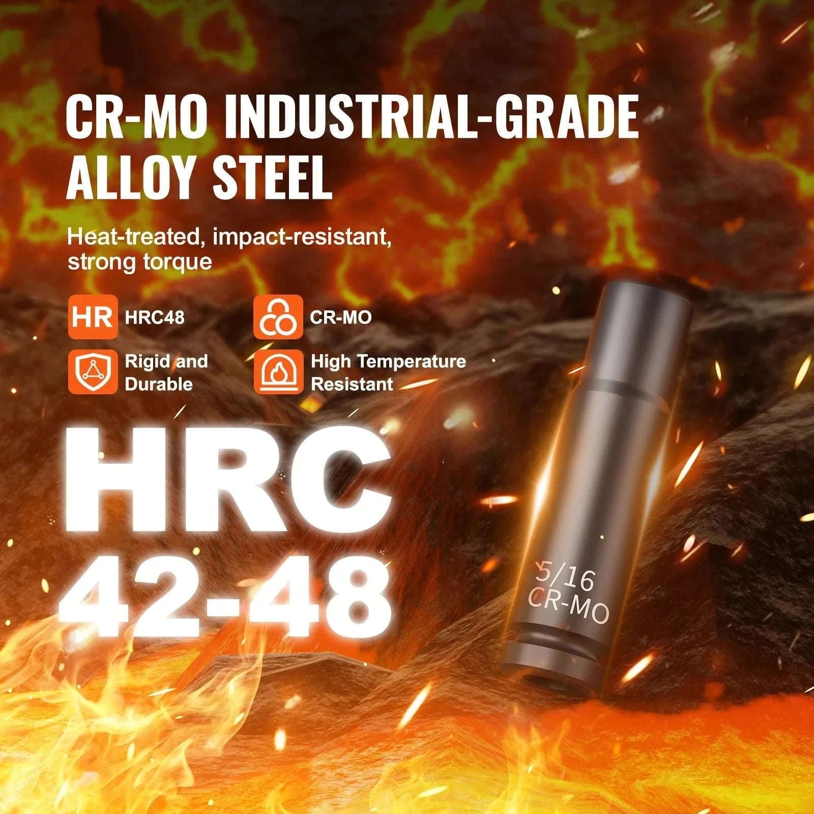 48-Piece Impact Socket Set 1/4" Deep & Shallow CR-MO Steel Kit-48pcs  0.25in / United States