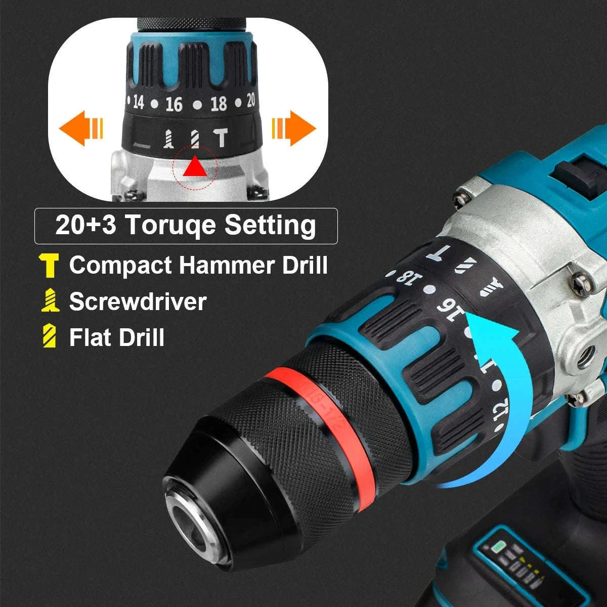 480N.M Brushless Impact Drill for Makita 18V Batteries-2 Battery / spain