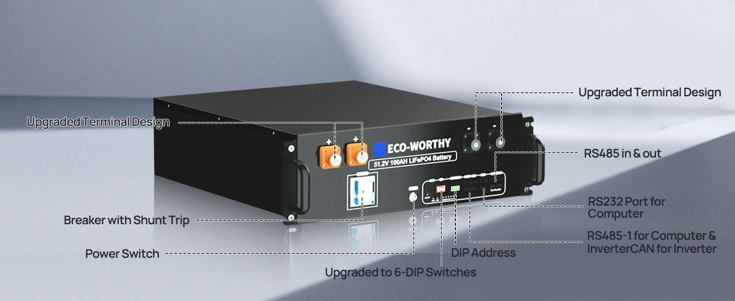 48V 100Ah LiFePO4 Server Rack Battery 5.12kWh with Bluetooth-black / United States