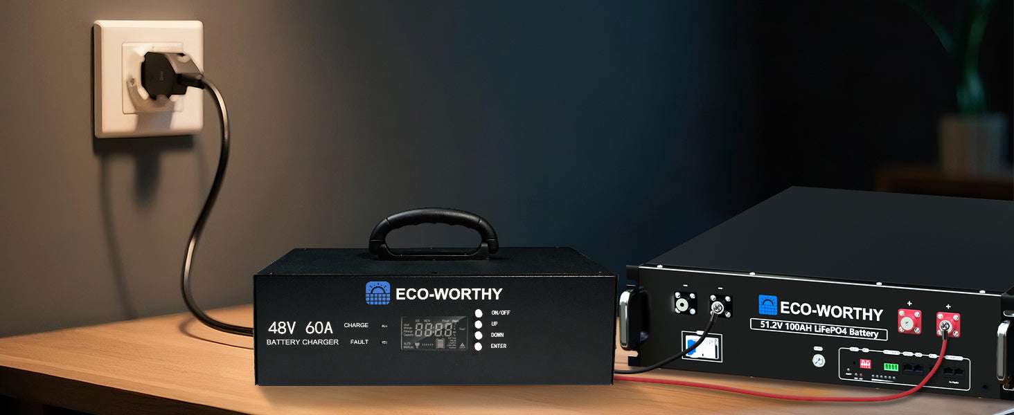 48V 60A LiFePO4 Battery Charger with Adjustable Voltage & Current-black / United States