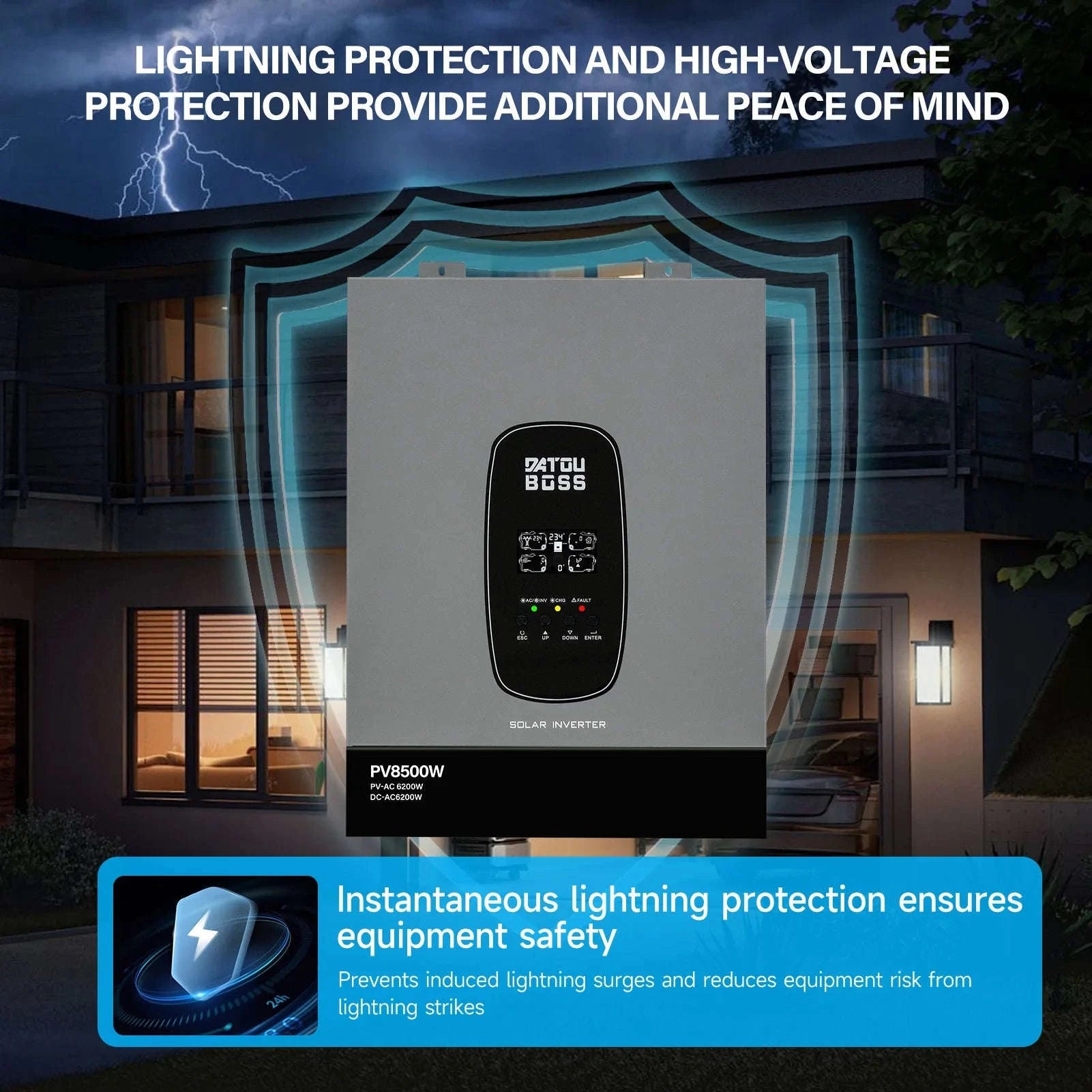 48V 6200W Hybrid Solar Inverter with MPPT Charger, Grid-Connected and Standalone Modes, Anti-Reverse Flow Mechanism-DT-4862S-48V-A-EU / 220-240V / Without Sensor|Poland