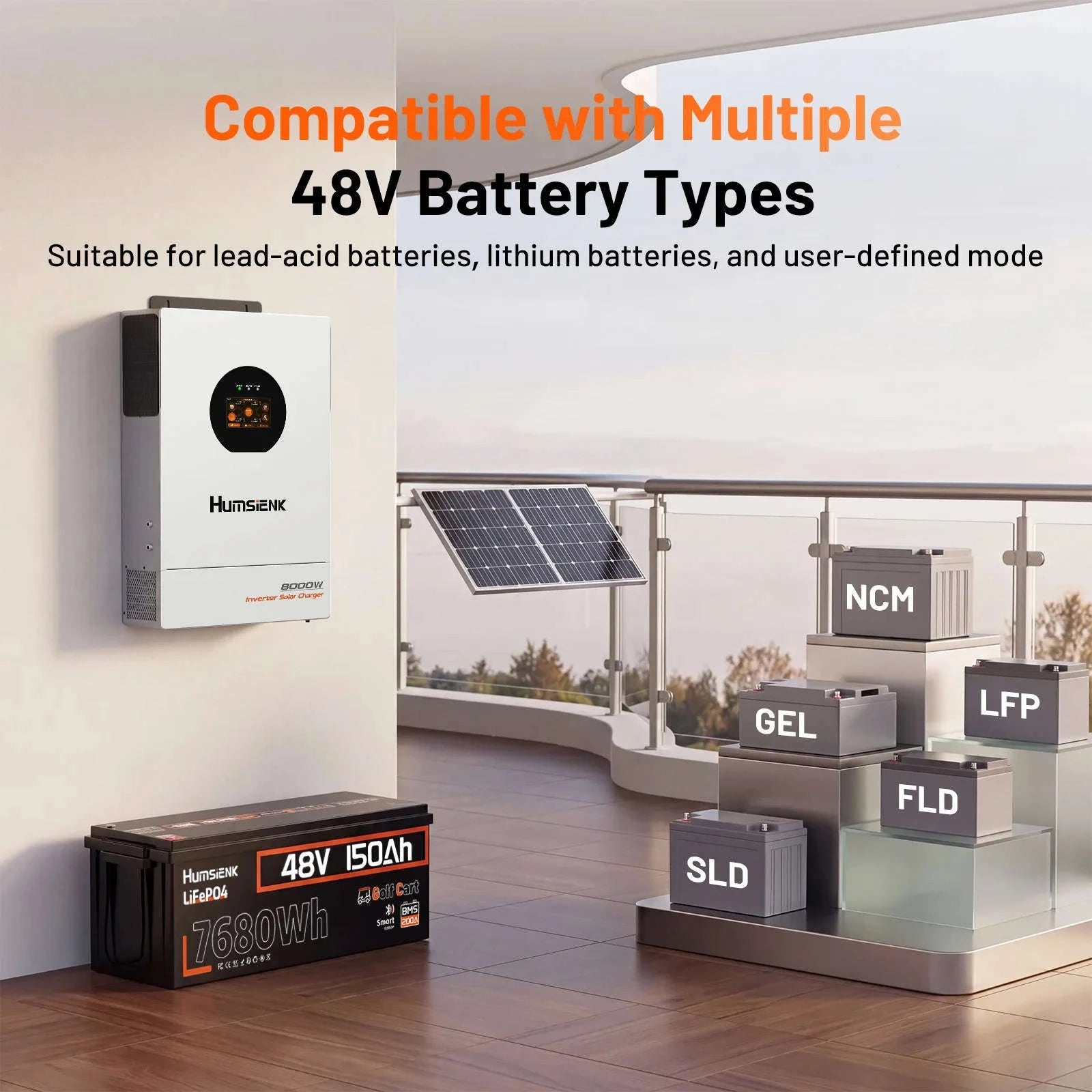 48V 8KW 3-in-1 Solar Hybrid Inverter with Dual MPPT, 120V/240V Split or Single Phase-48V 8KW Inverter / United States