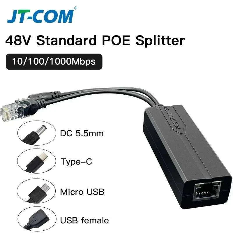 48V to 5V/12V PoE Splitter Power Supply-1000M DC12V 1.2A / 5pcs