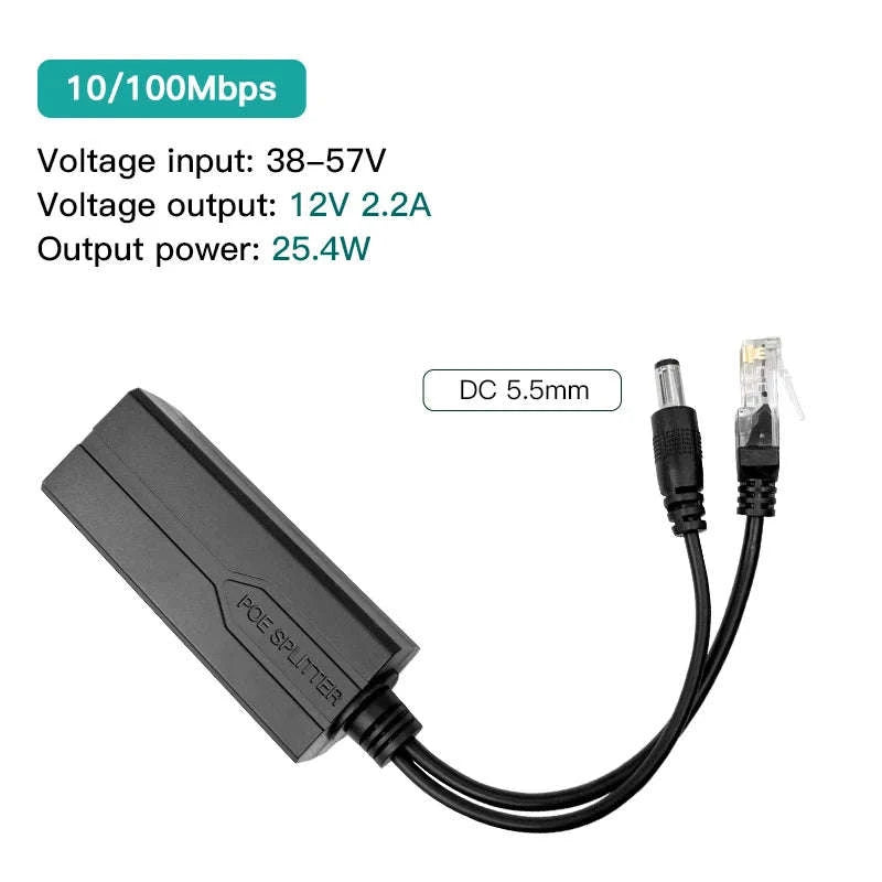 48V to 5V/12V POE Splitter Power Supply-1000M DC12V 1.2A / 5pcs