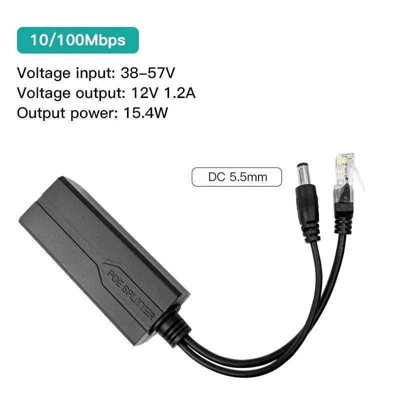 48V to 5V/12V PoE Splitter Power Supply-1000M DC12V 1.2A / 5pcs
