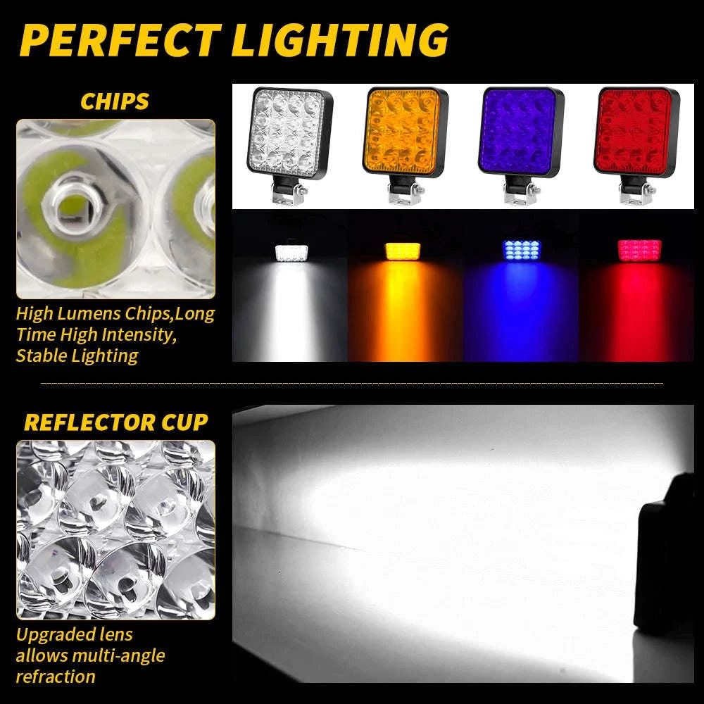 48W 16 LED 12V 24V LED Work Light Bar-6pcs