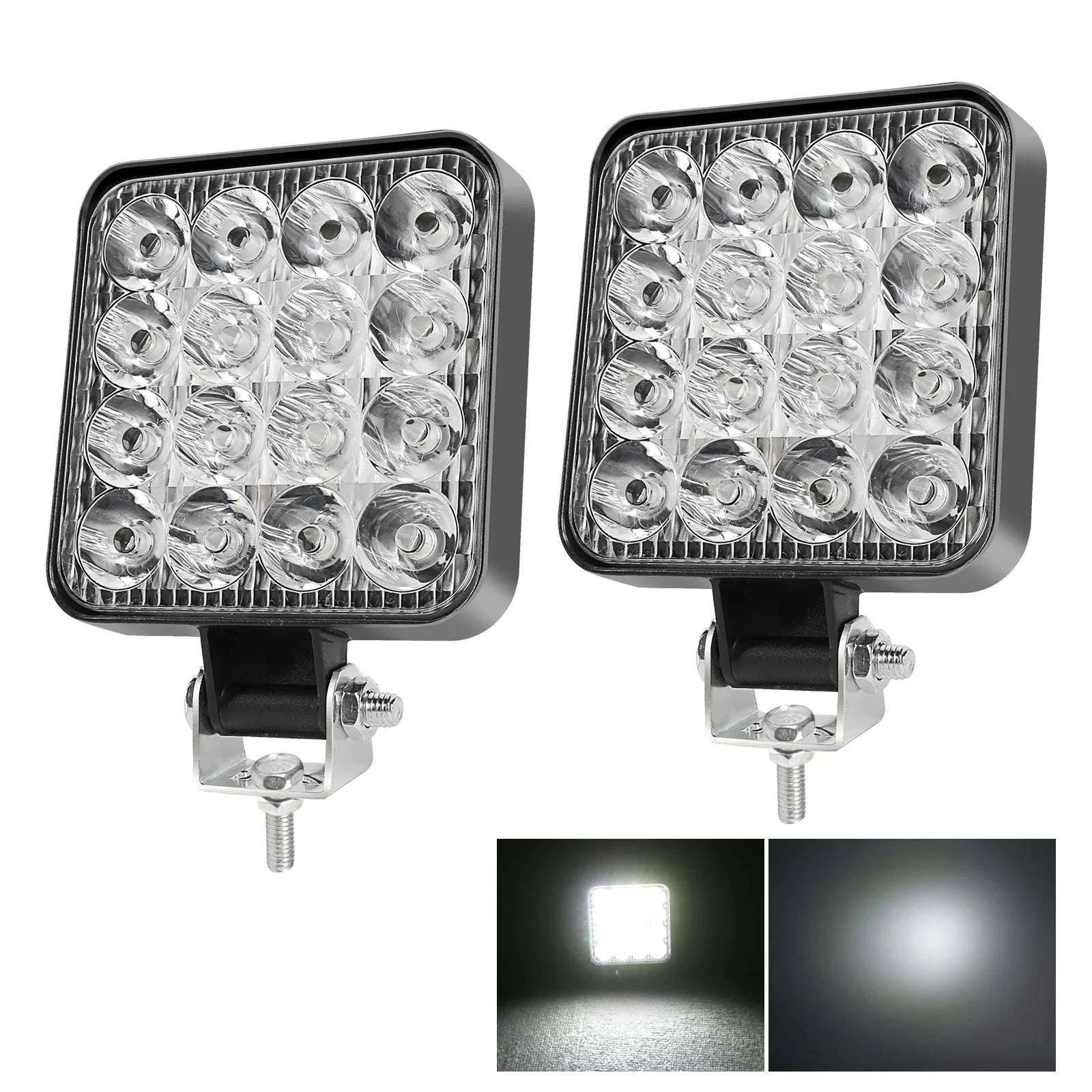 48W Mini LED Work Light Bar for Off-Road Vehicles, 12-24V-4PCS  Strobe DRL