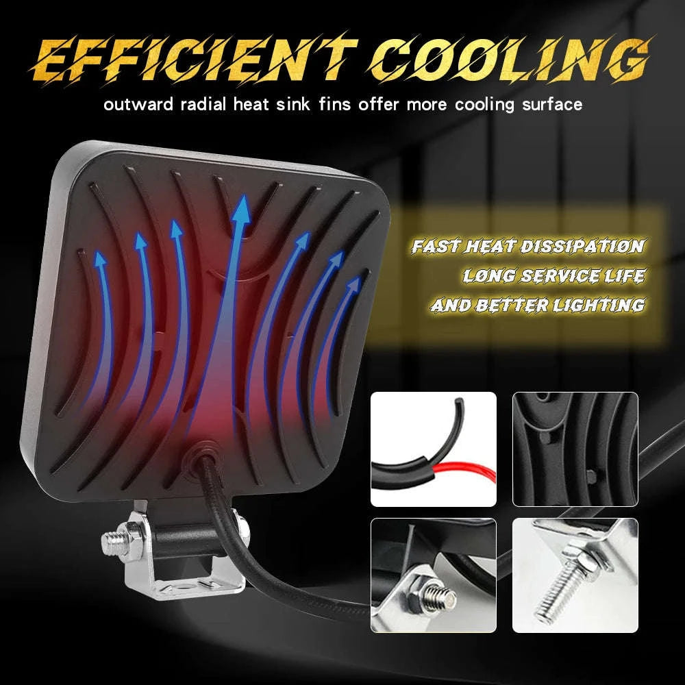 48W Mini LED Work Light Bar for Off-Road Vehicles, 12-24V-4PCS  Strobe DRL