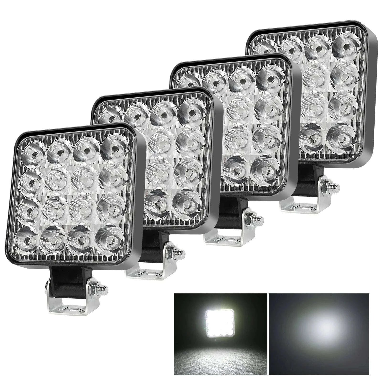 48W Mini LED Work Light Bar for Off-Road Vehicles, 12-24V-4PCS  Strobe DRL