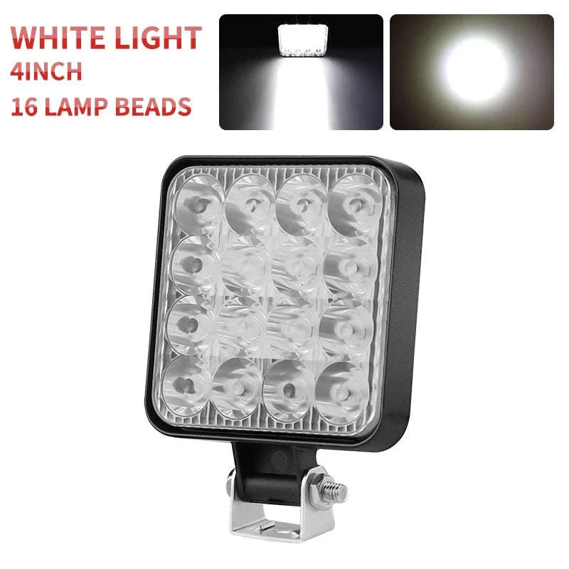 48W Mini LED Work Light Bar for Off-Road Vehicles, 12-24V-4PCS  Strobe DRL