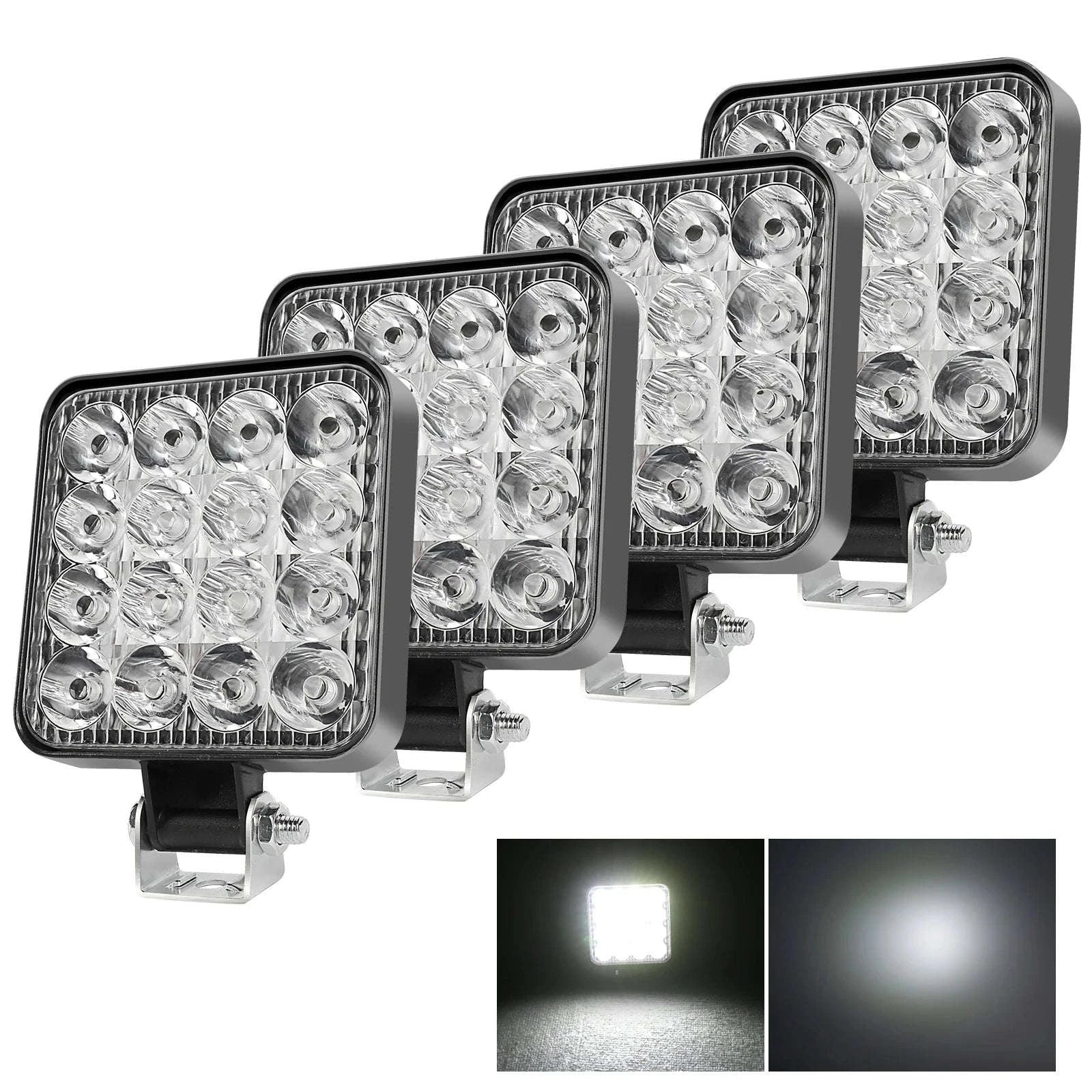 48W Mini LED Work Light Bar for Off-Road Vehicles, 12-24V-4PCS  Strobe DRL