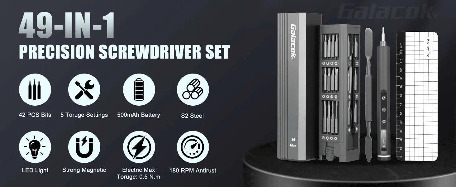 49-in-1 Precision Electric Screwdriver Set with 5 Torque Levels-49 IN 1 / United States