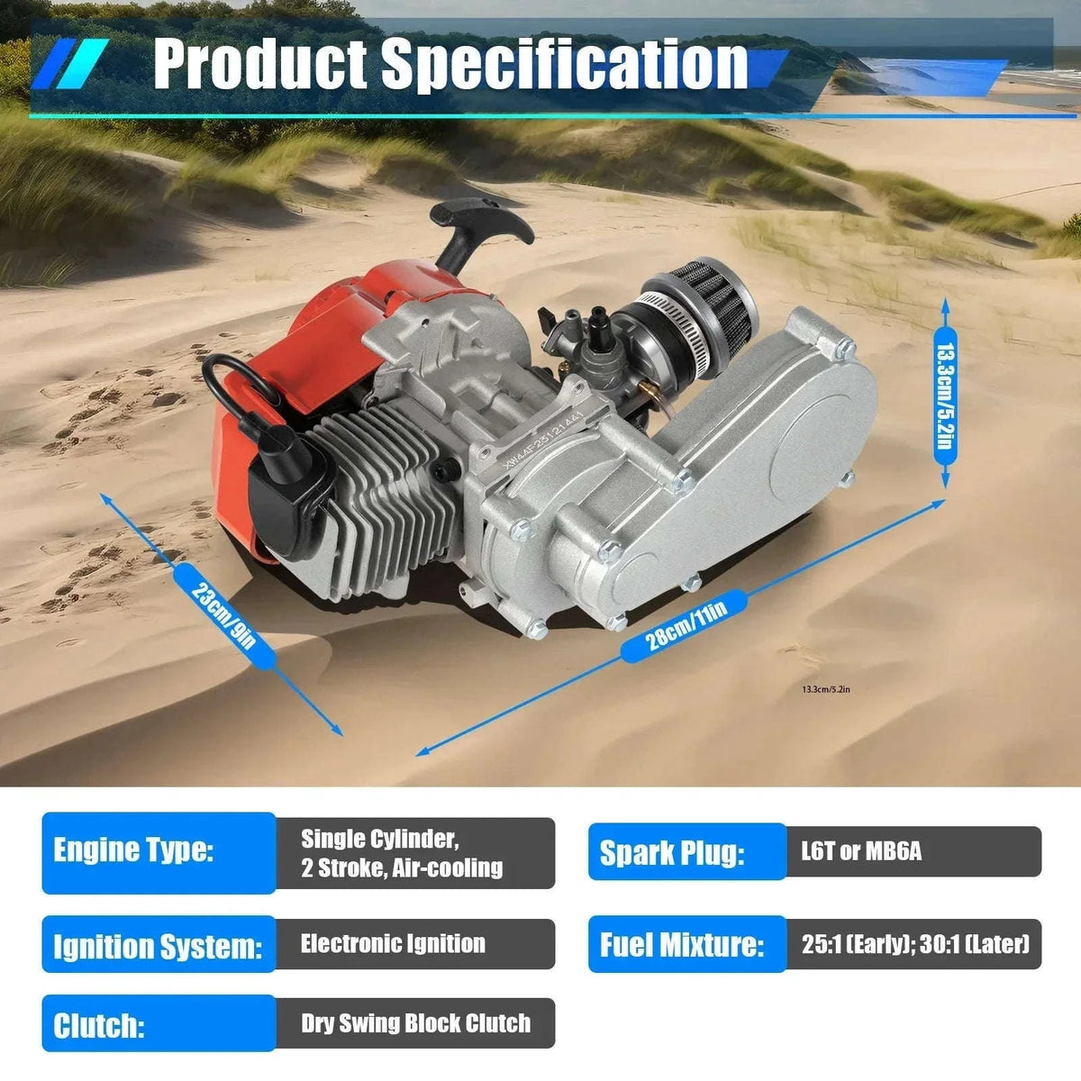 49CC 2-Stroke Pull Start Engine for Mini Bikes-49CC 2-Stroke Engine / United States