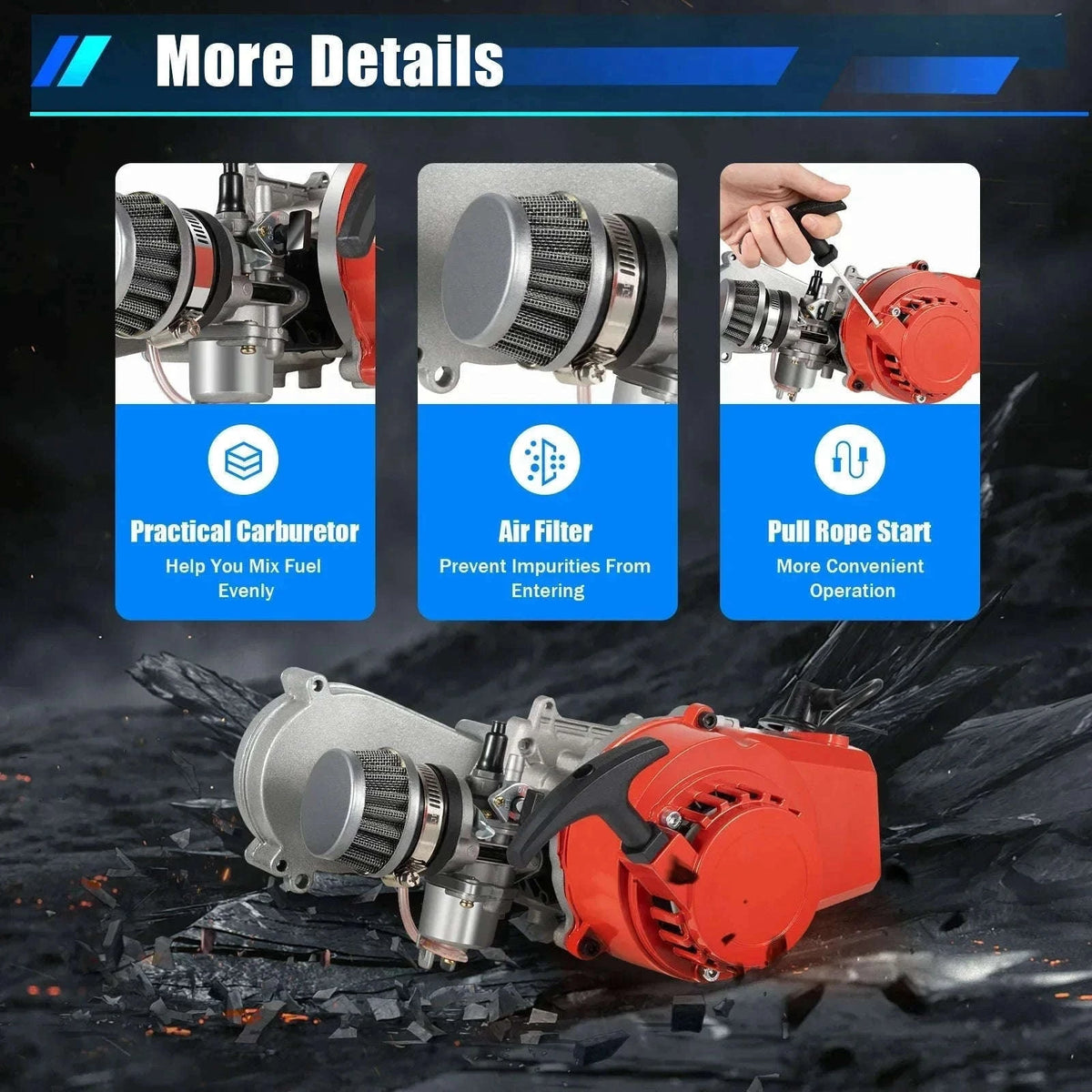 49CC 2-Stroke Pull Start Engine for Mini Bikes-49CC 2-Stroke Engine / United States