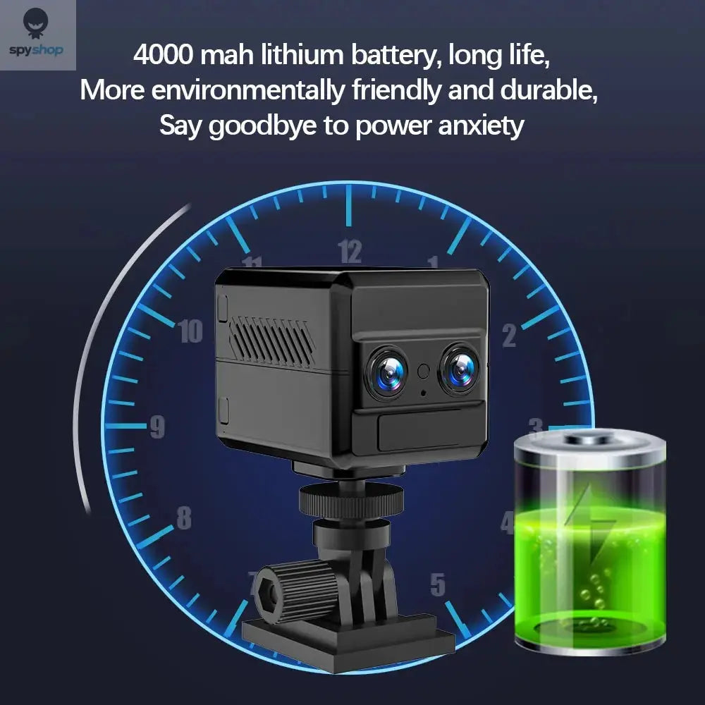 4G Sim Mini 4K Dual-Lens Camera 6X Zoom Motion Detection Night Vision 4000mAh Big Battery Two-Way Intercom Surveillance Spy-shop.com