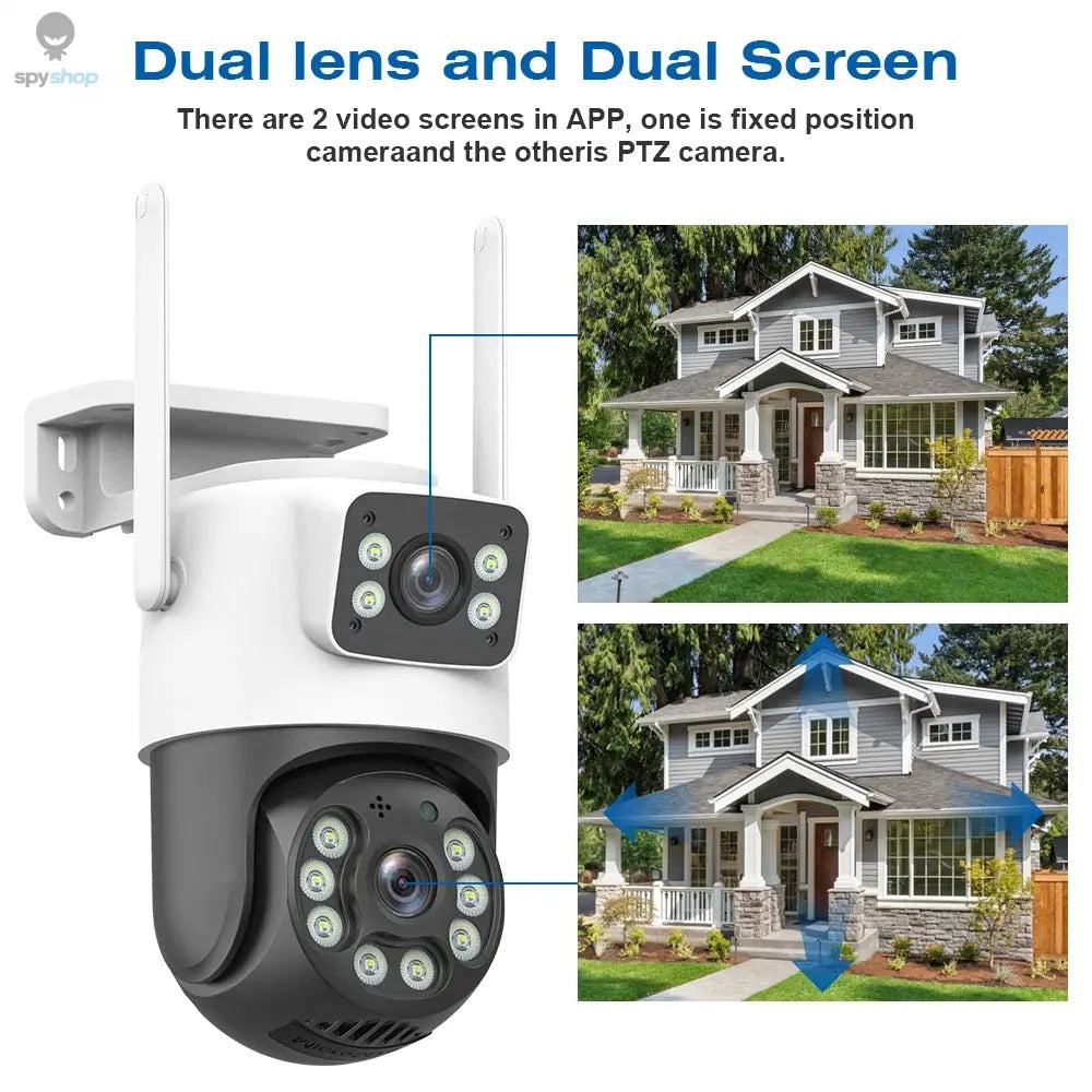 4K 8MP WiFi Surveillance Camera, Dual Lens, 4X Digital Zoom, AI Human Detect, ONVIF, Outdoor Security PTZ IP Cameras Spy-shop.com