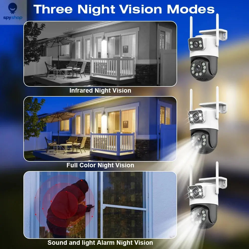 4K 8MP WiFi Surveillance Camera, Dual Lens, 4X Digital Zoom, AI Human Detect, ONVIF, Outdoor Security PTZ IP Cameras Spy-shop.com