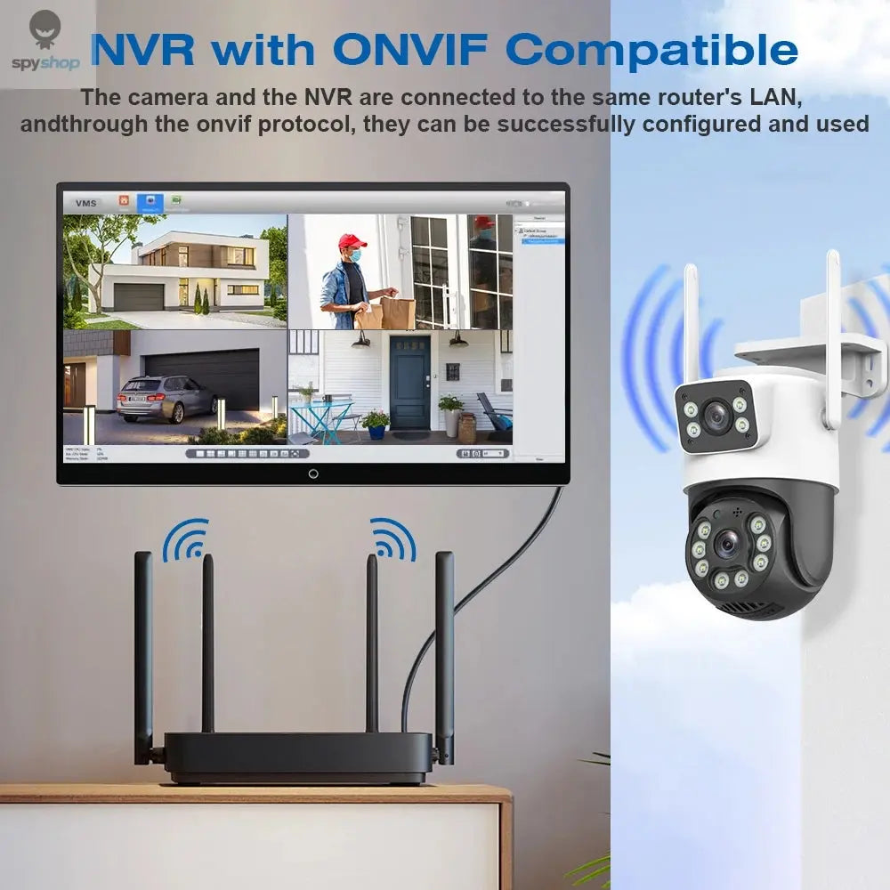 4K 8MP WiFi Surveillance Camera, Dual Lens, 4X Digital Zoom, AI Human Detect, ONVIF, Outdoor Security PTZ IP Cameras Spy-shop.com