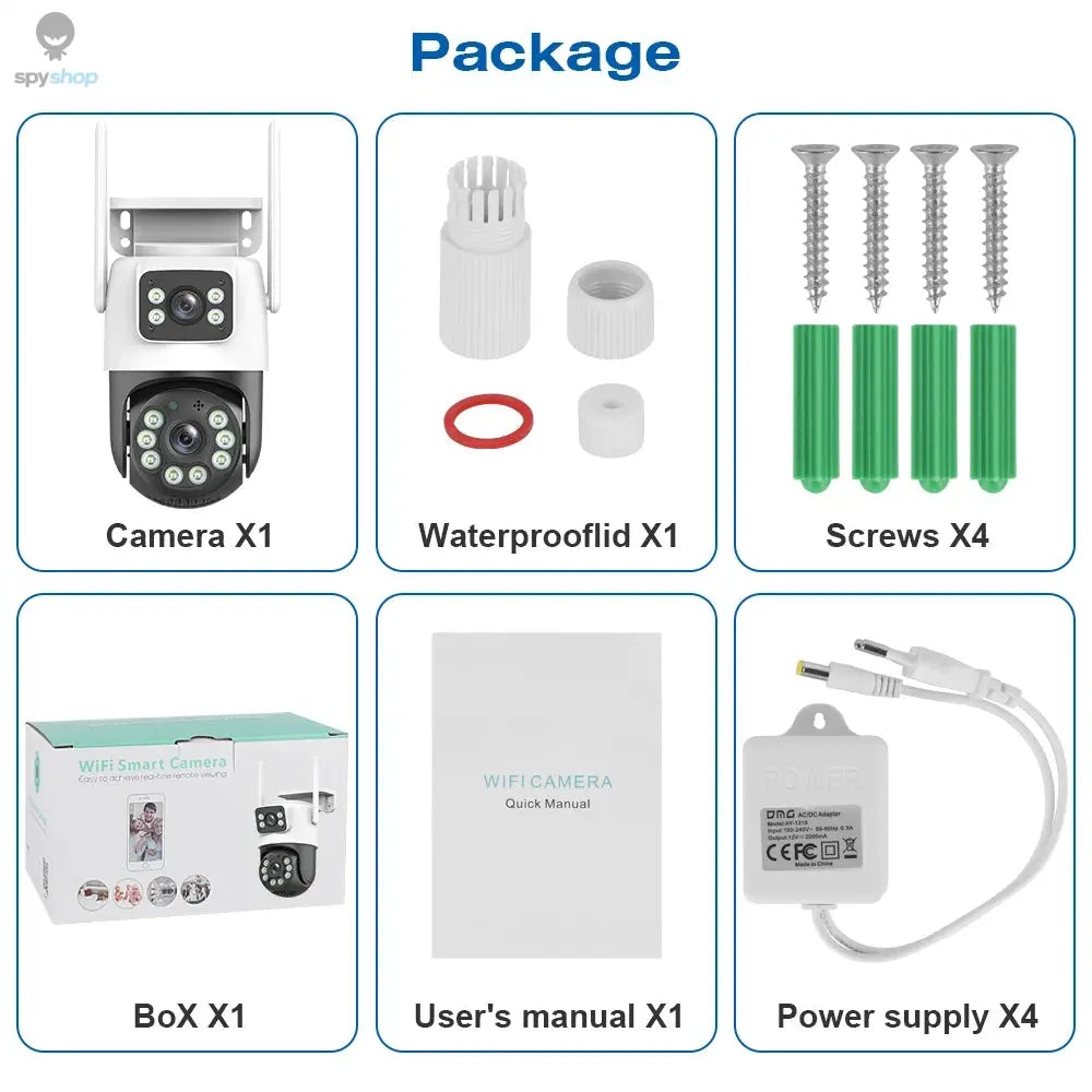 4K 8MP WiFi Surveillance Camera, Dual Lens, 4X Digital Zoom, AI Human Detect, ONVIF, Outdoor Security PTZ IP Cameras Spy-shop.com