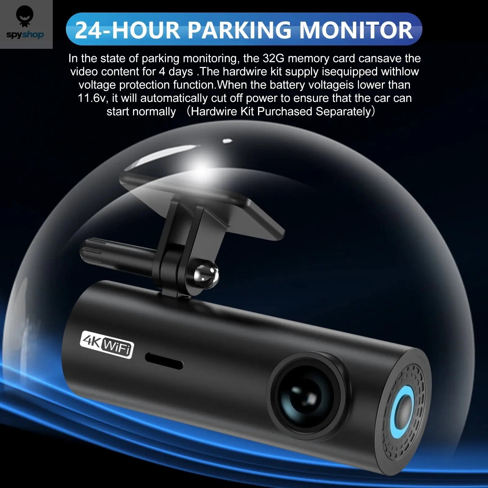 4K Car Dash Cam DVR Recorder Auto Recorder APP Control Black Box WIth WIFI Voice 24h Parking Monitoring function car accessories Spy-shop.com