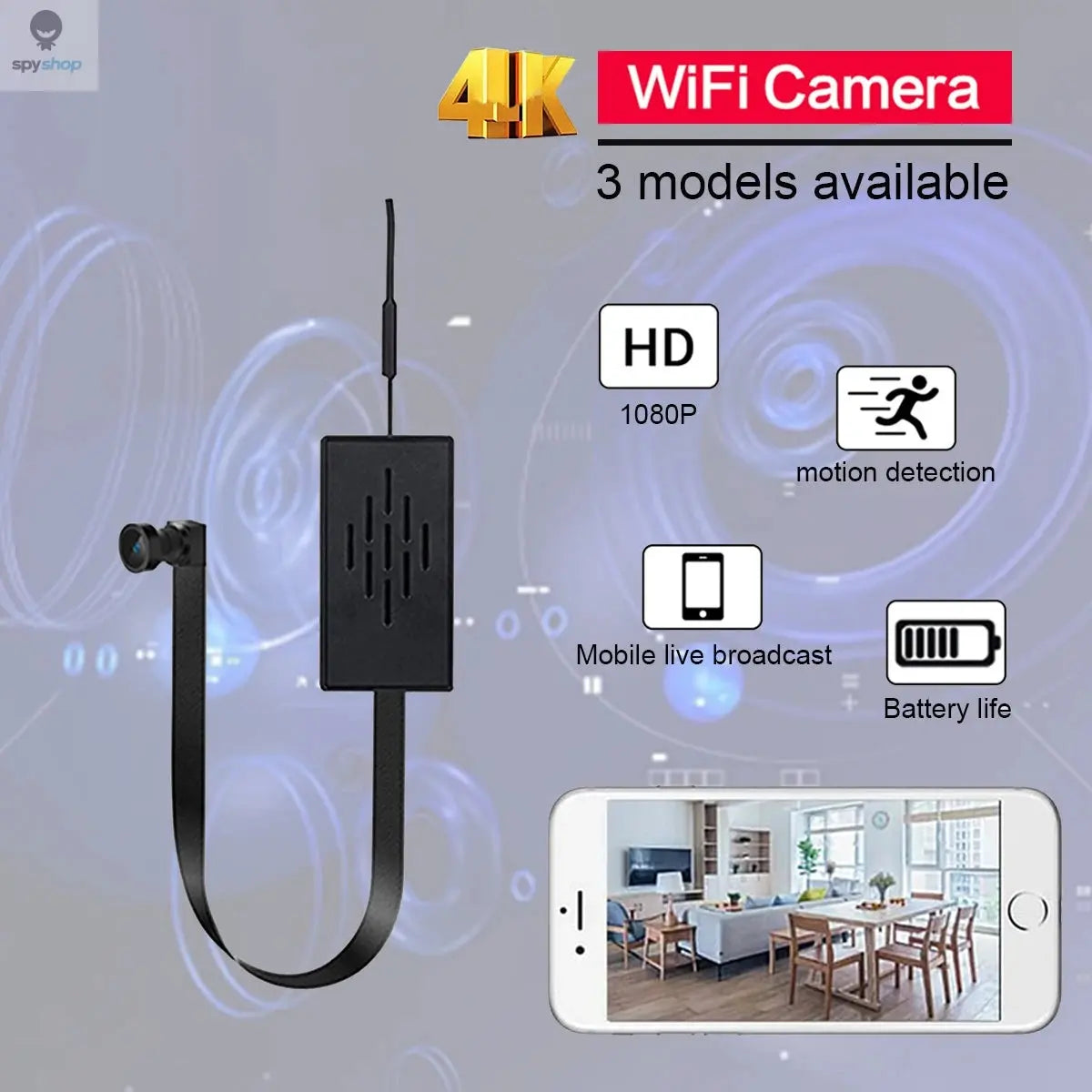 4K Mini DIY Network Camera WIFI HD Smartphone APP Control Wireless Surveillance Camera Built-in Microphone Security Video 2.0MP 