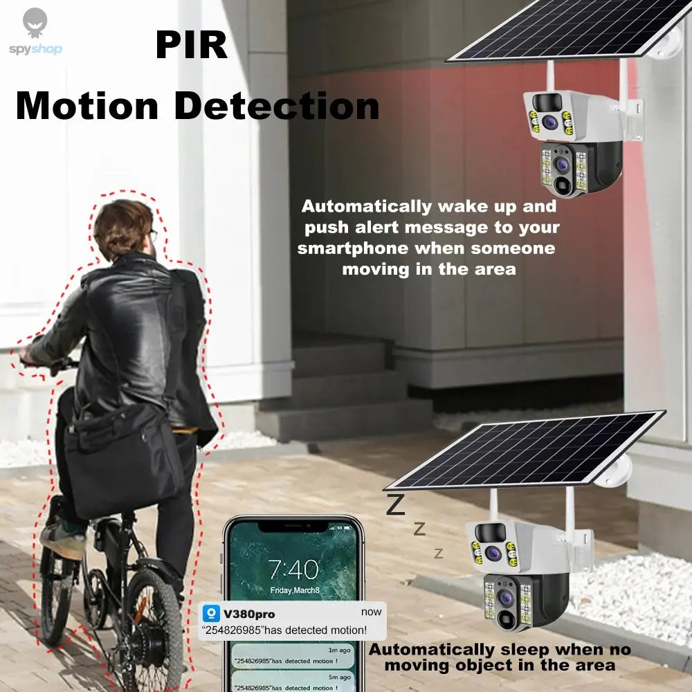 4K Solar Camera 4G SIM Card  Dual Lens 8MP HD Night Vision IP CCTV Surveillance PTZ PIR Human Detection Alarm Waterproof Camera Spy-shop.com
