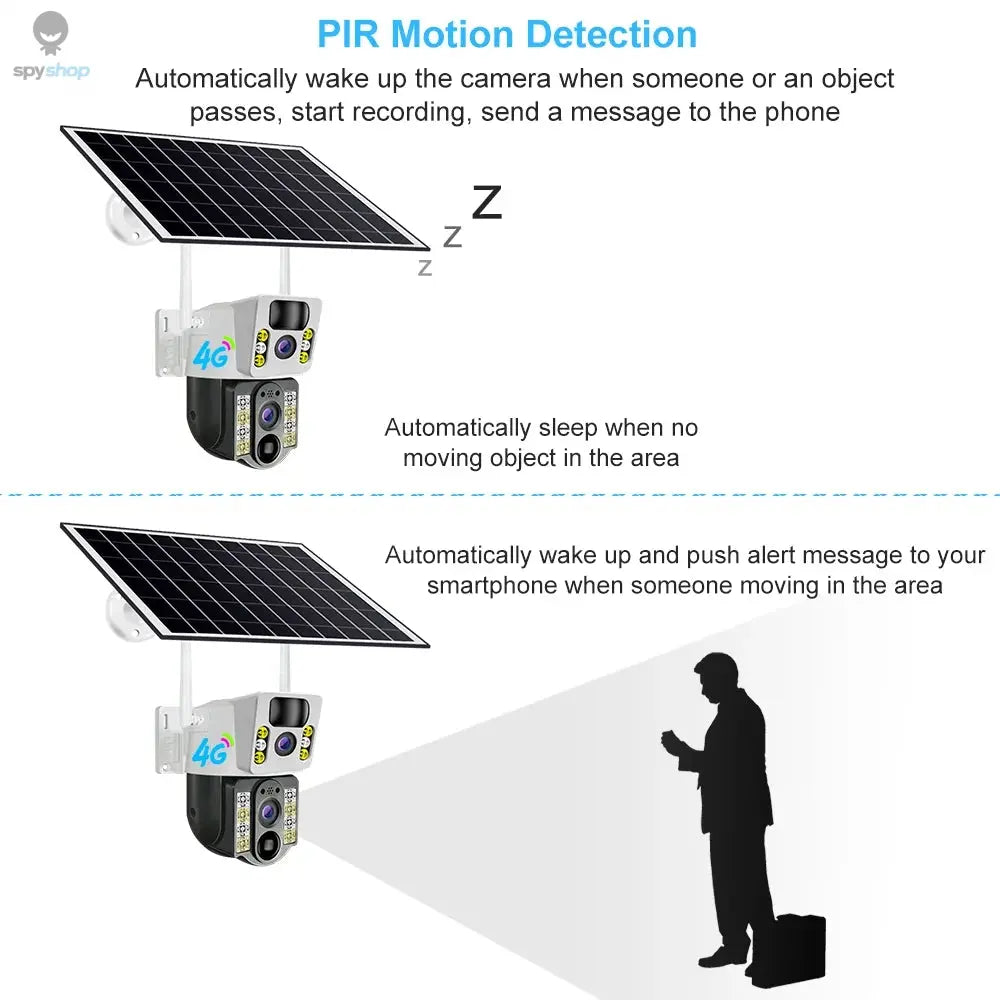 4K Solar Camera 4G SIM Card  Dual Lens 8MP HD Night Vision IP CCTV Surveillance PTZ PIR Human Detection Alarm Waterproof Camera Spy-shop.com