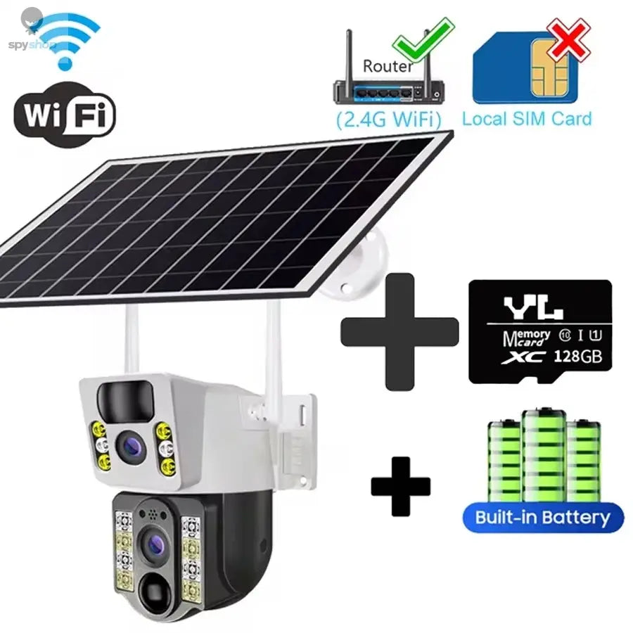 4K Solar Camera 4G SIM Card  Dual Lens 8MP HD Night Vision IP CCTV Surveillance PTZ PIR Human Detection Alarm Waterproof Camera Spy-shop.com