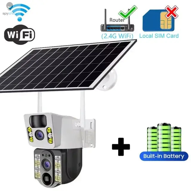 4K Solar Camera 4G SIM Card  Dual Lens 8MP HD Night Vision IP CCTV Surveillance PTZ PIR Human Detection Alarm Waterproof Camera Spy-shop.com