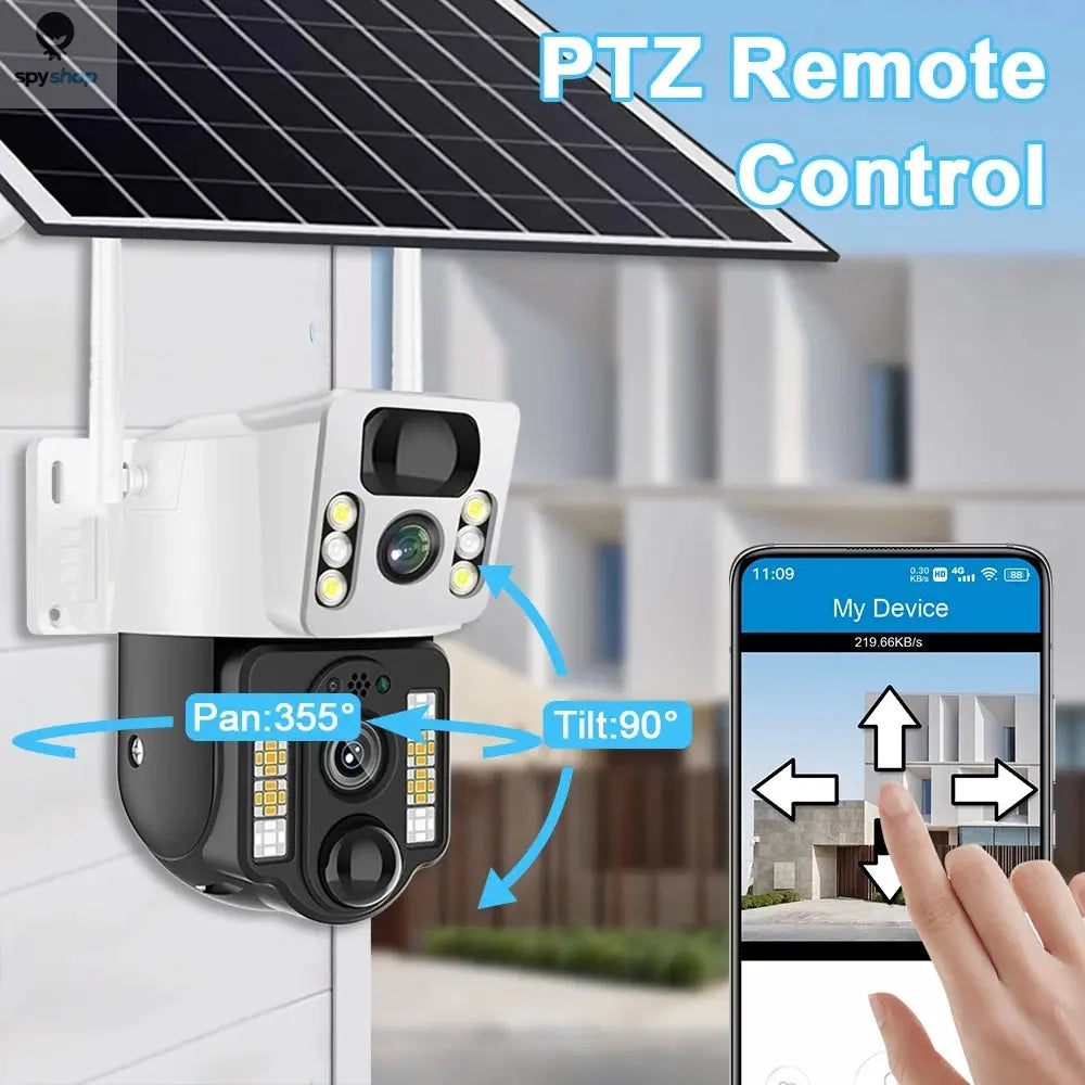 4K Solar Camera 4G SIM Card WiFi Dual Lens 8MP HD Night Vision IP CCTV Surveillance PTZ PIR Human Detection Alarm Waterproof Spy-shop.com