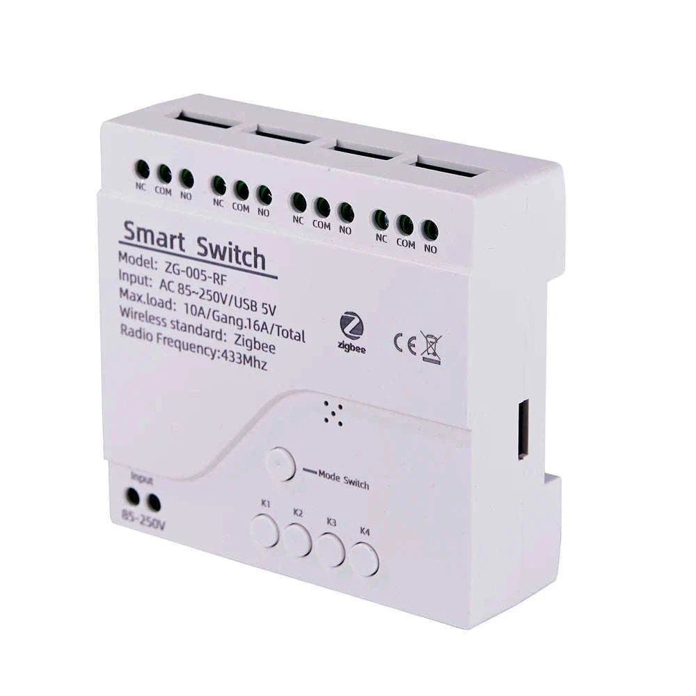 4CH Zigbee Tuya Smart Home Relay Module for 4 Circuits-AC85-250V