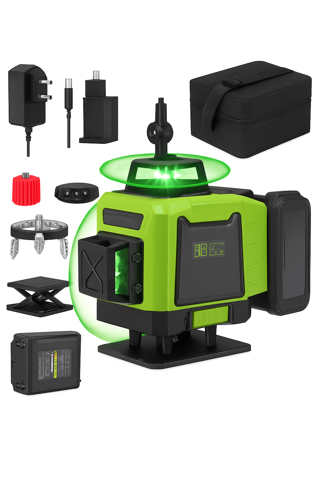4D-Laser-Nivelliergerät mit 360° grüner Strahlprojektion