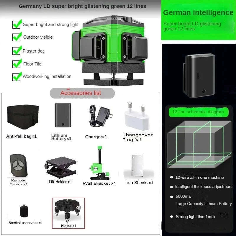 4D Laser Level with 16/12 Lines and 360° Green Beams-Green 8 Line / Poland
