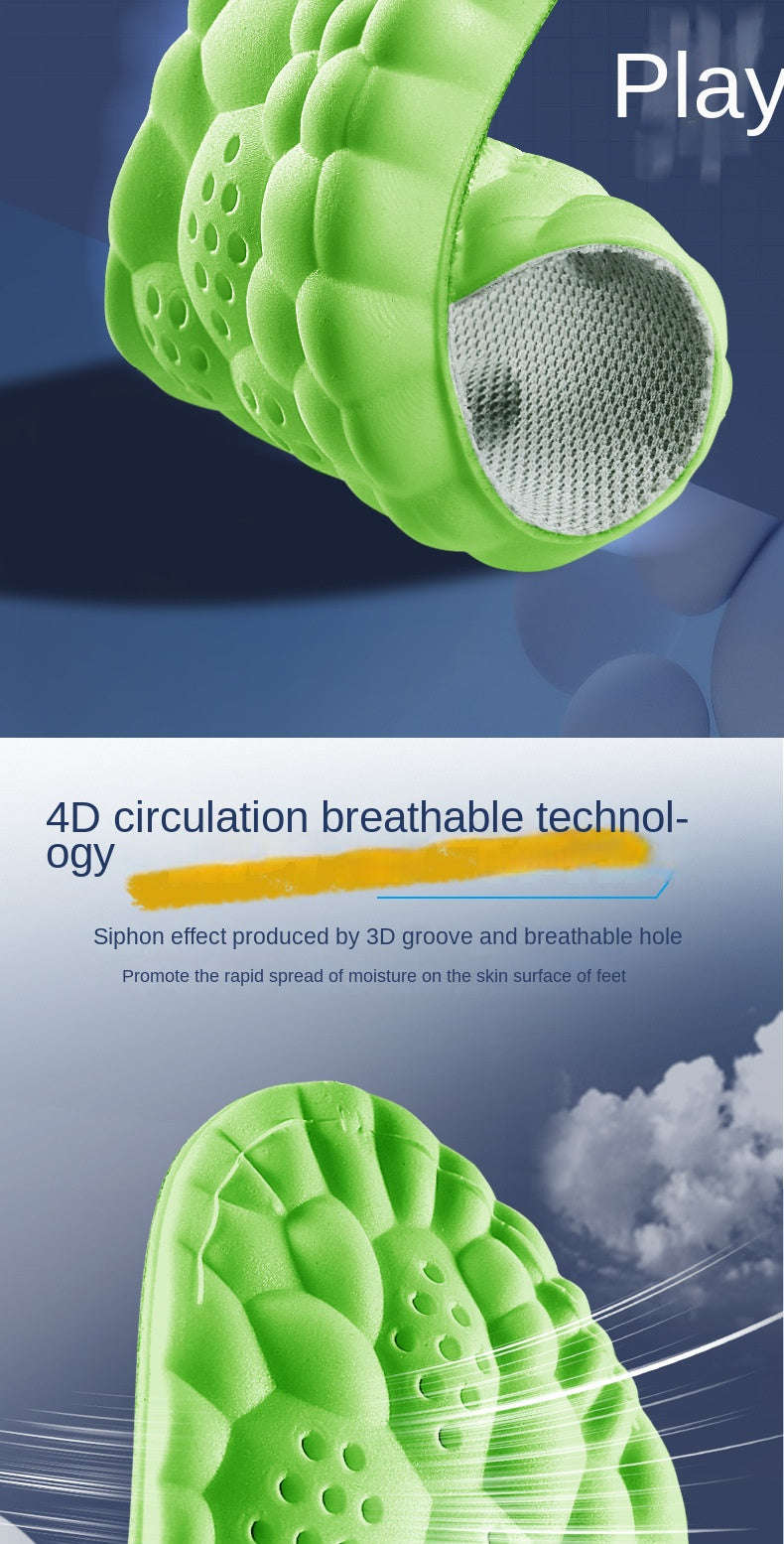 4D Massage Insoles Super Soft Arch Support Orthopedic Inserts-blue / 43-44(270mm)