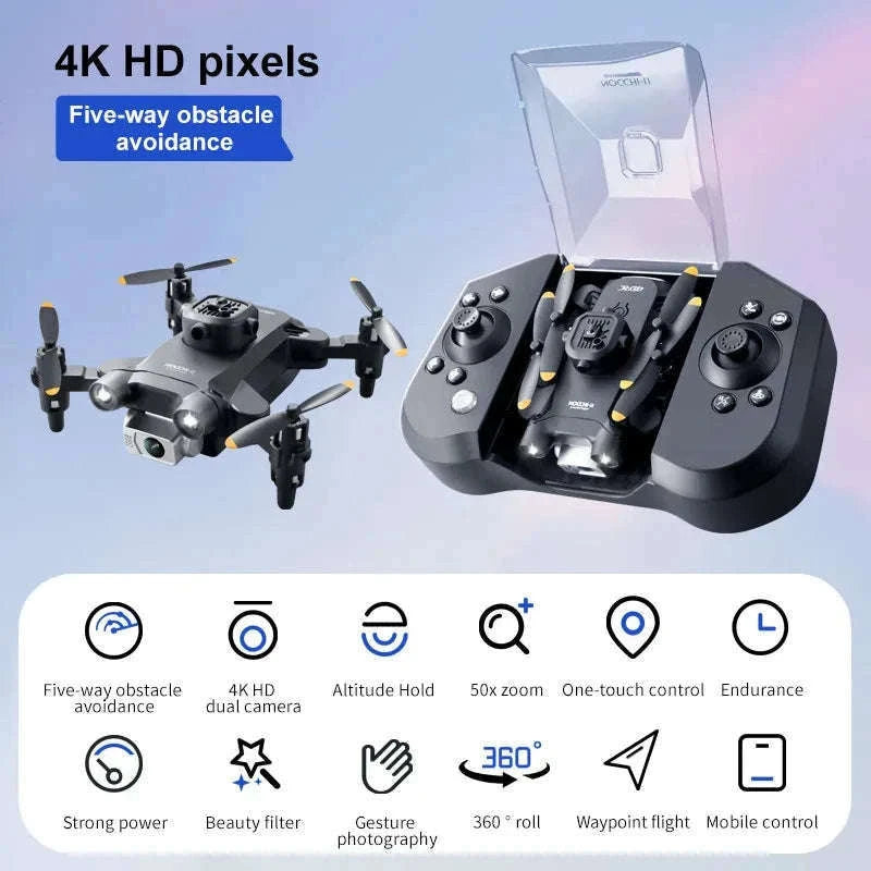 4DRC V30 Mini Drone with HD Camera for Easy Flying-Black-Dual4K-1B
