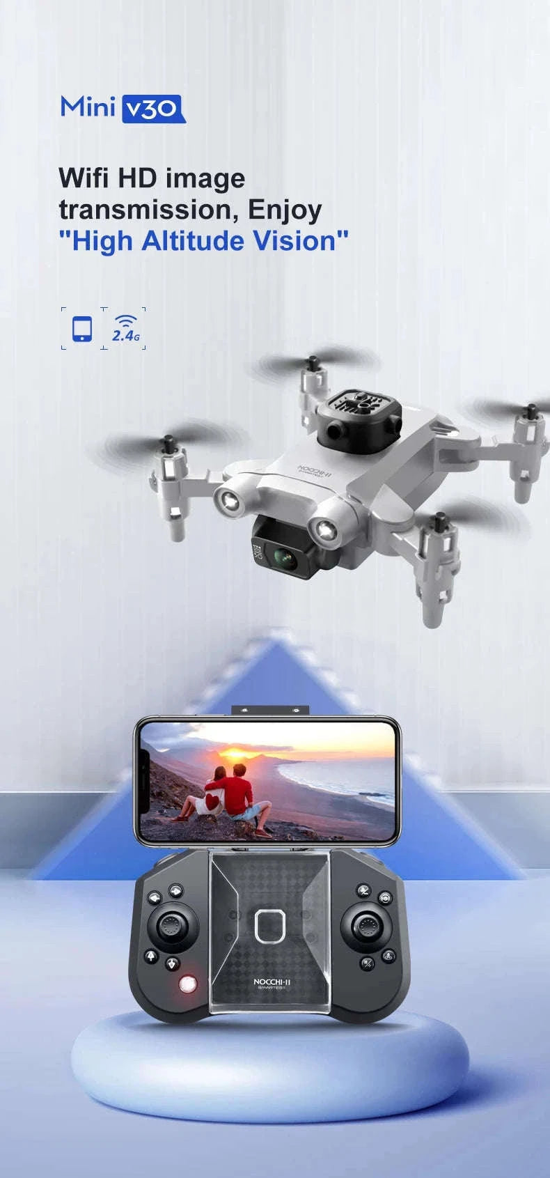 4DRC V30 Mini Drone with HD Camera for Easy Flying-Black-Dual4K-1B