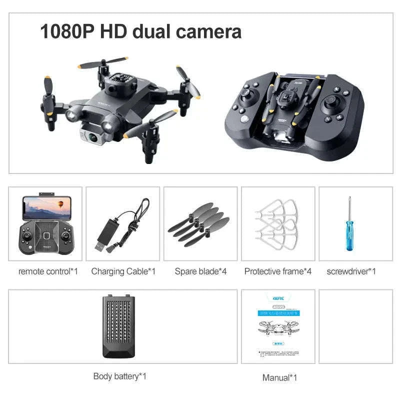 4DRC V30 Mini Drone with HD Camera for Easy Flying-Black-Dual4K-1B