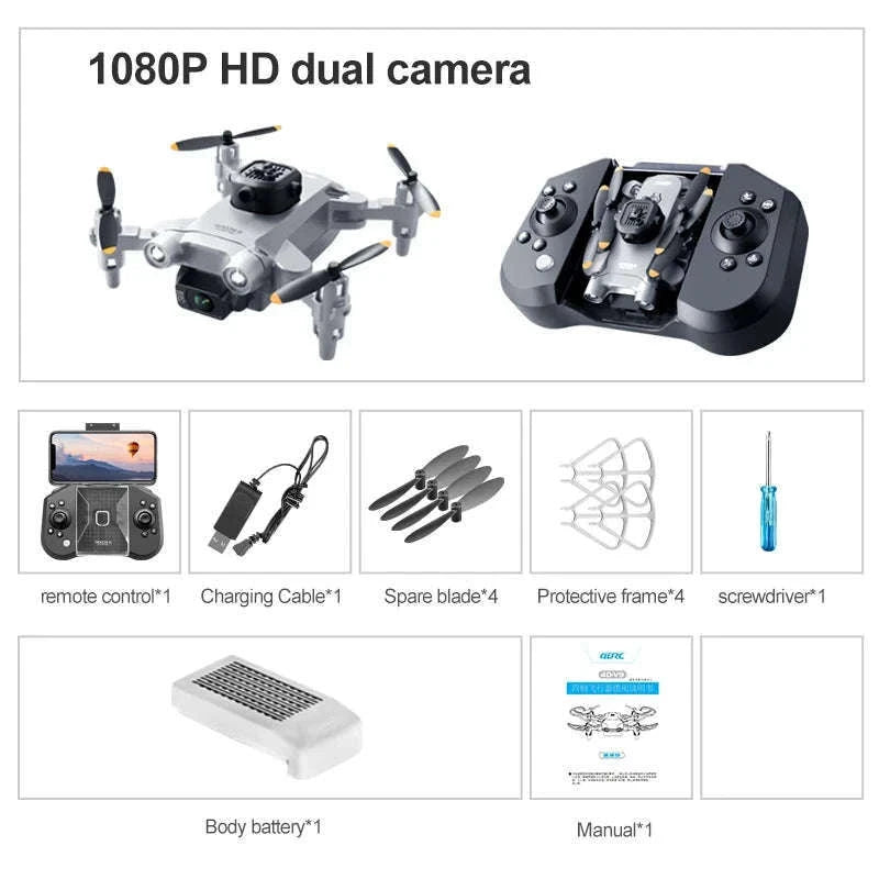 4DRC V30 Mini Drone with HD Camera for Easy Flying-Black-Dual4K-1B