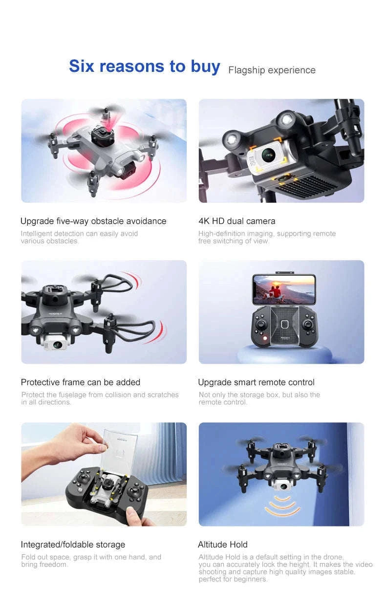 4DRC V30 Mini Drone with HD Camera for Easy Flying-Black-Dual4K-1B
