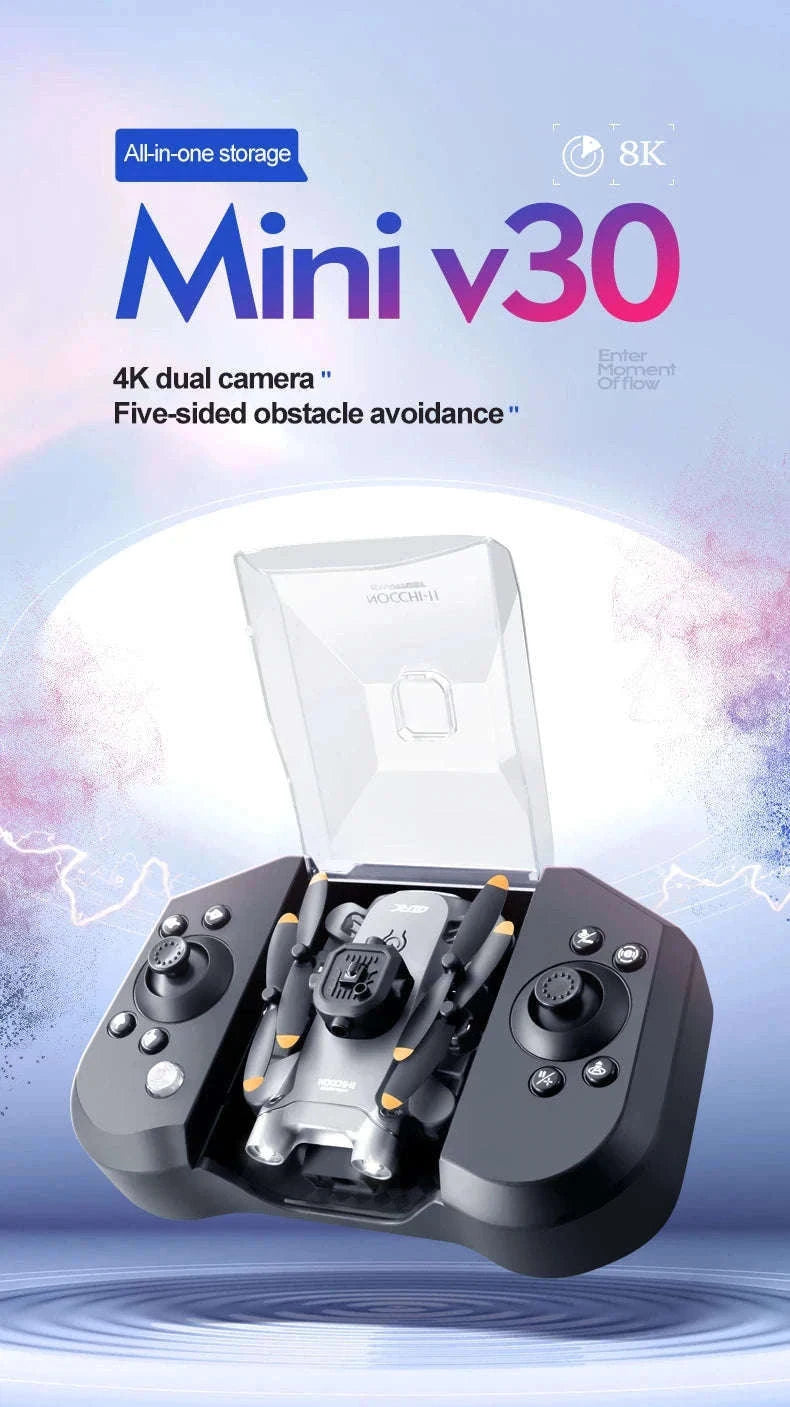 4DRC V30 Mini Drone with HD Camera for Easy Flying-Black-Dual4K-1B