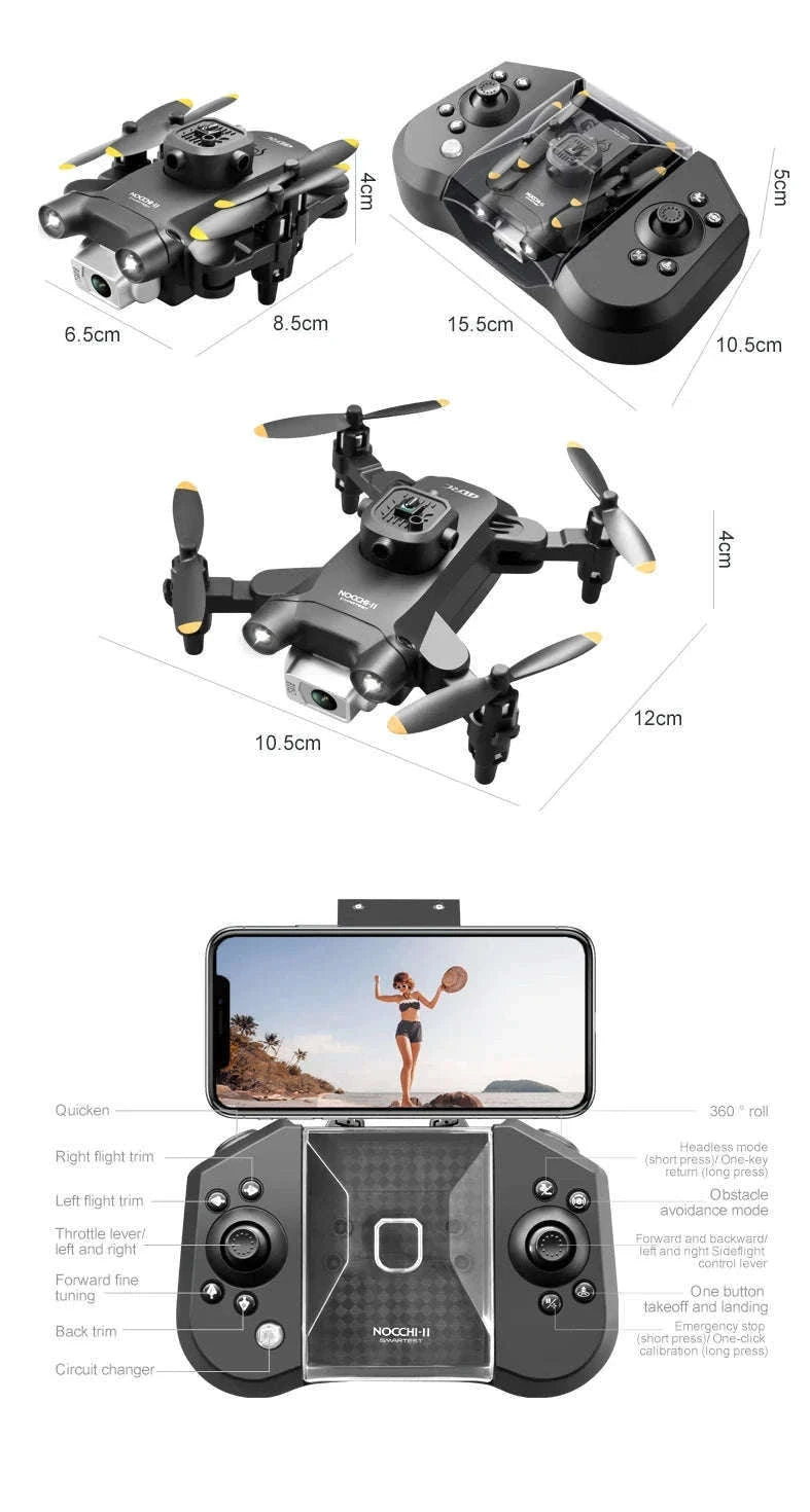 4DRC V30 Mini Drone with HD Camera for Easy Flying-Black-Dual4K-1B