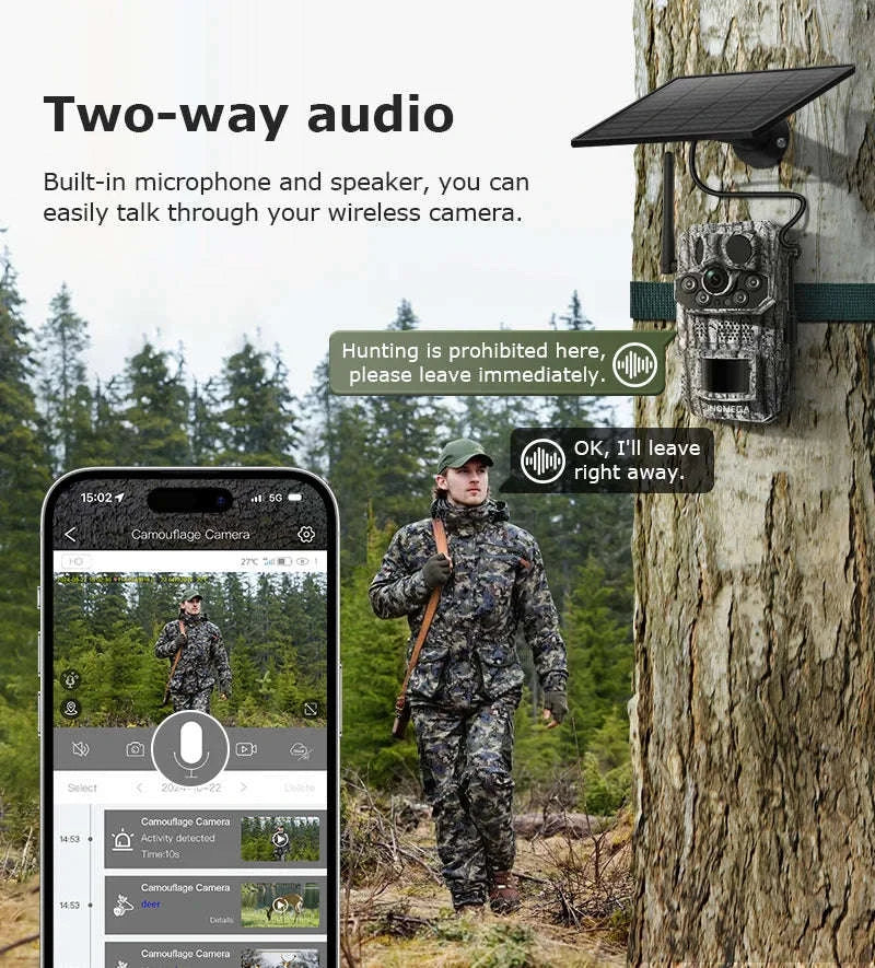 4G 2K 5MP Trail Camera with PIR Motion Detection & Night Vision-only Cam 32GB / france