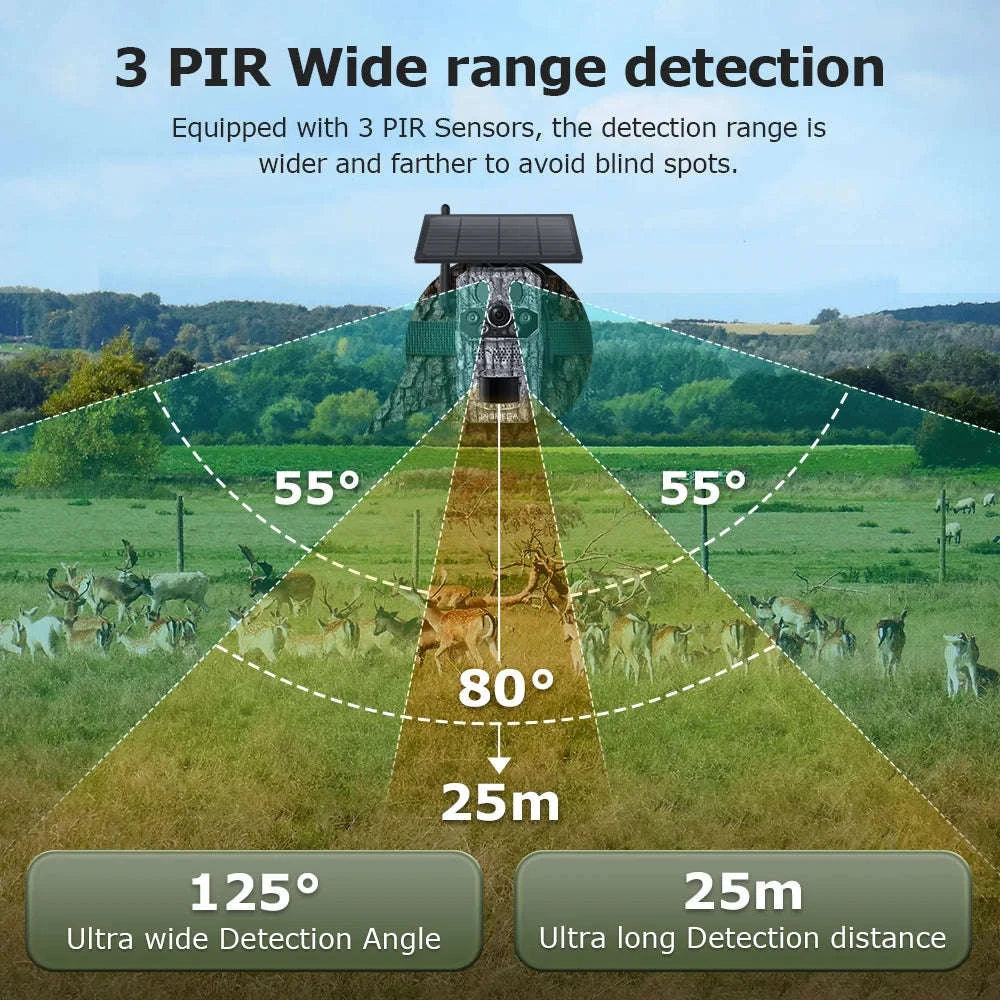 4G 2K 5MP Trail Camera with PIR Motion Detection & Night Vision-only Cam 32GB / france