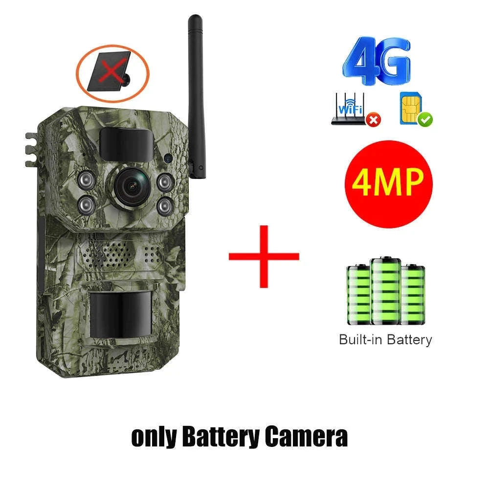 4G 2K 5MP Trail Camera with PIR Motion Detection & Night Vision-only Cam 32GB / france