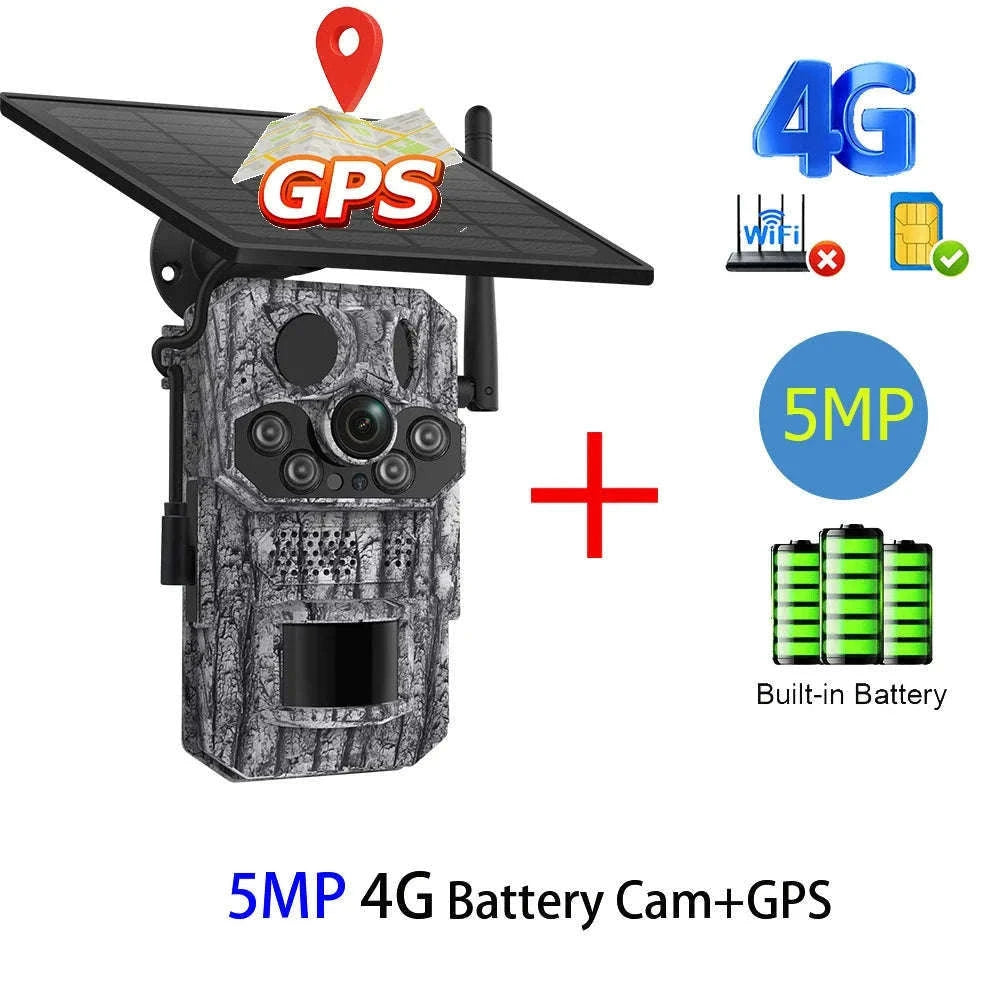 4G 2K 5MP Trail Camera with PIR Motion Detection & Night Vision-only Cam 32GB / france