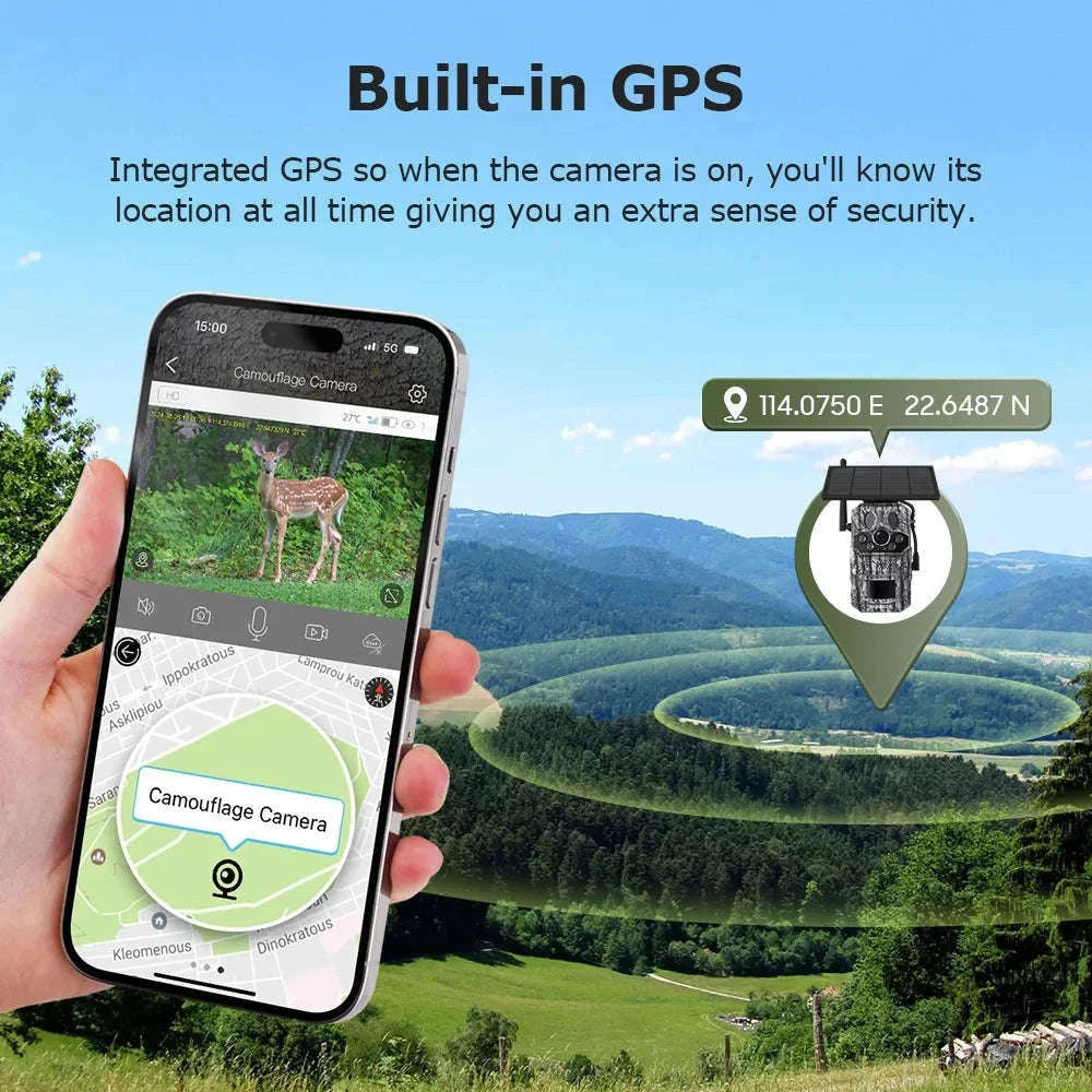 4G 2K 5MP Trail Camera with PIR Motion Detection & Night Vision-only Cam 32GB / france