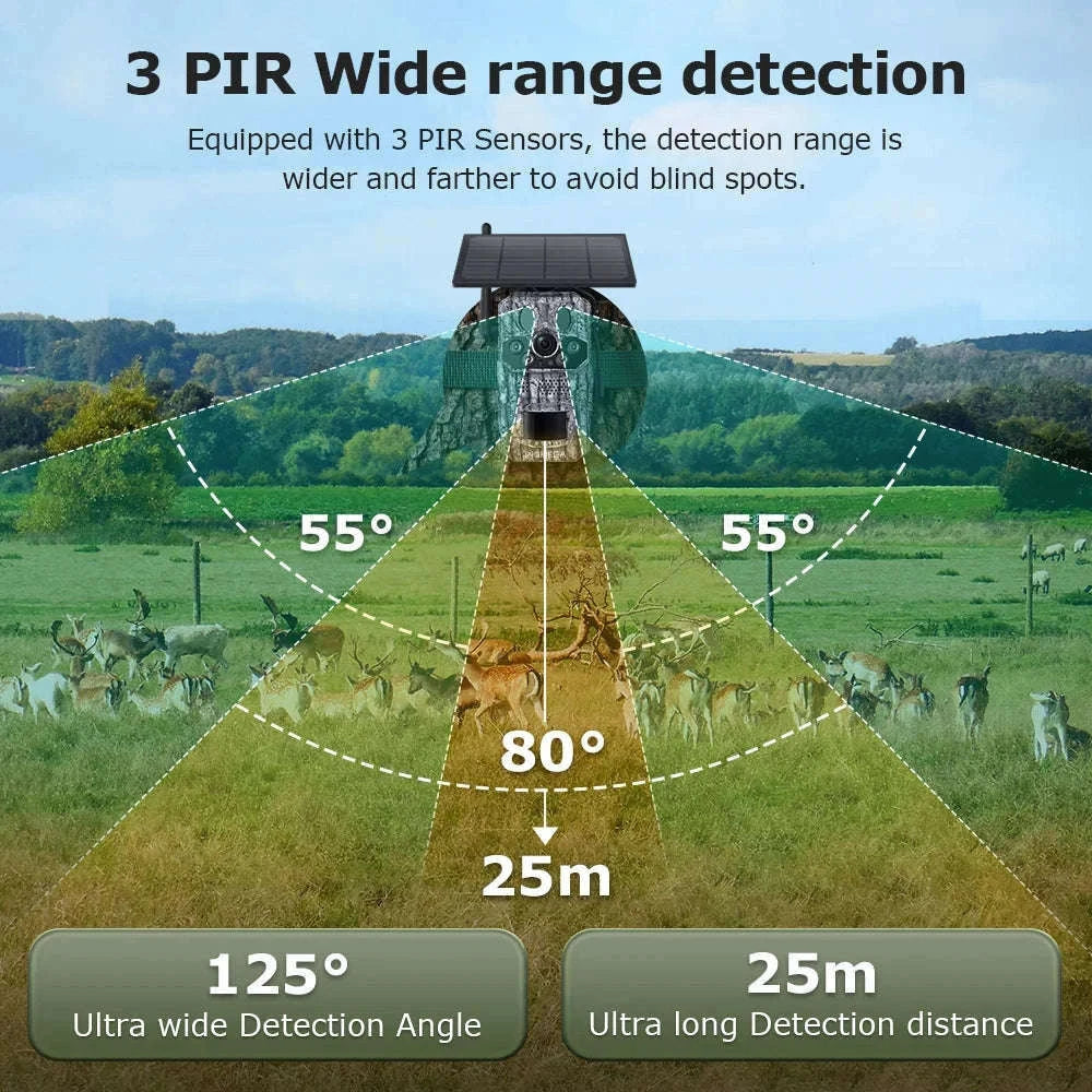 4G 2K 5MP Trail Camera with PIR Motion Detection & Night Vision-only Cam 32GB / france
