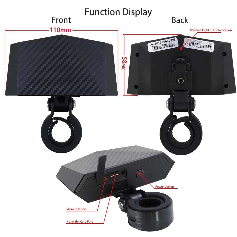 4G Bike GPS Tracker Tail Light with Alarm and App Tracking-Default Title